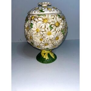 Vintage 60s-80s  Metlox Poppytrail Sculptured Daisy Pedestal Footed Cookie Jar